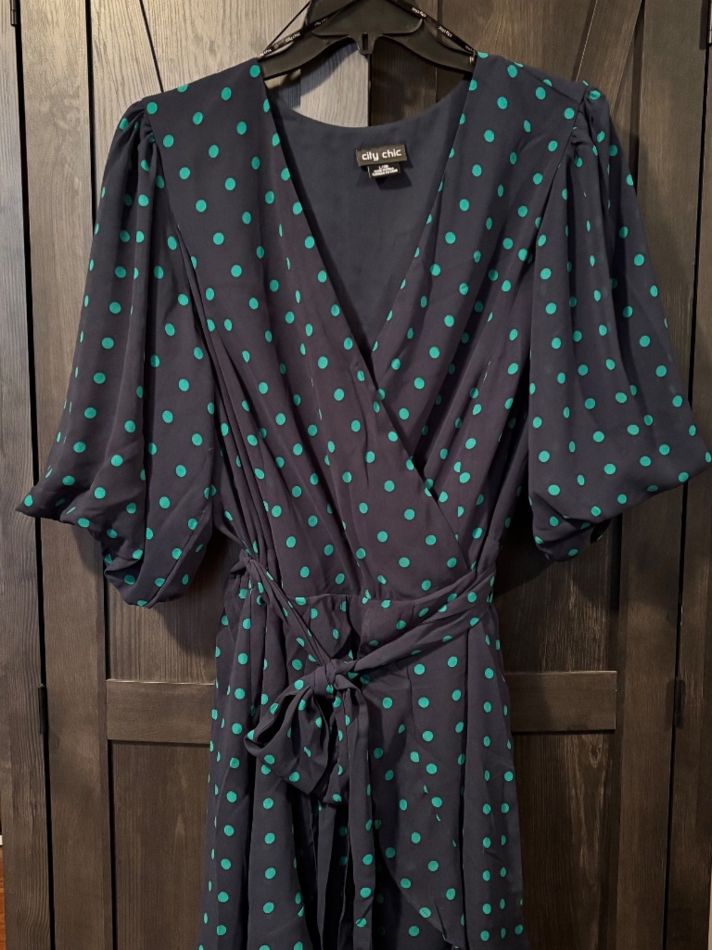 City Chic Navy and Green Dress L/20 - Picture 3 of 4